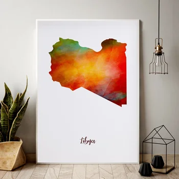 

Libya map watercolor Map Modern City Canvas Art Print Wall Pictures for Living Room No Frame