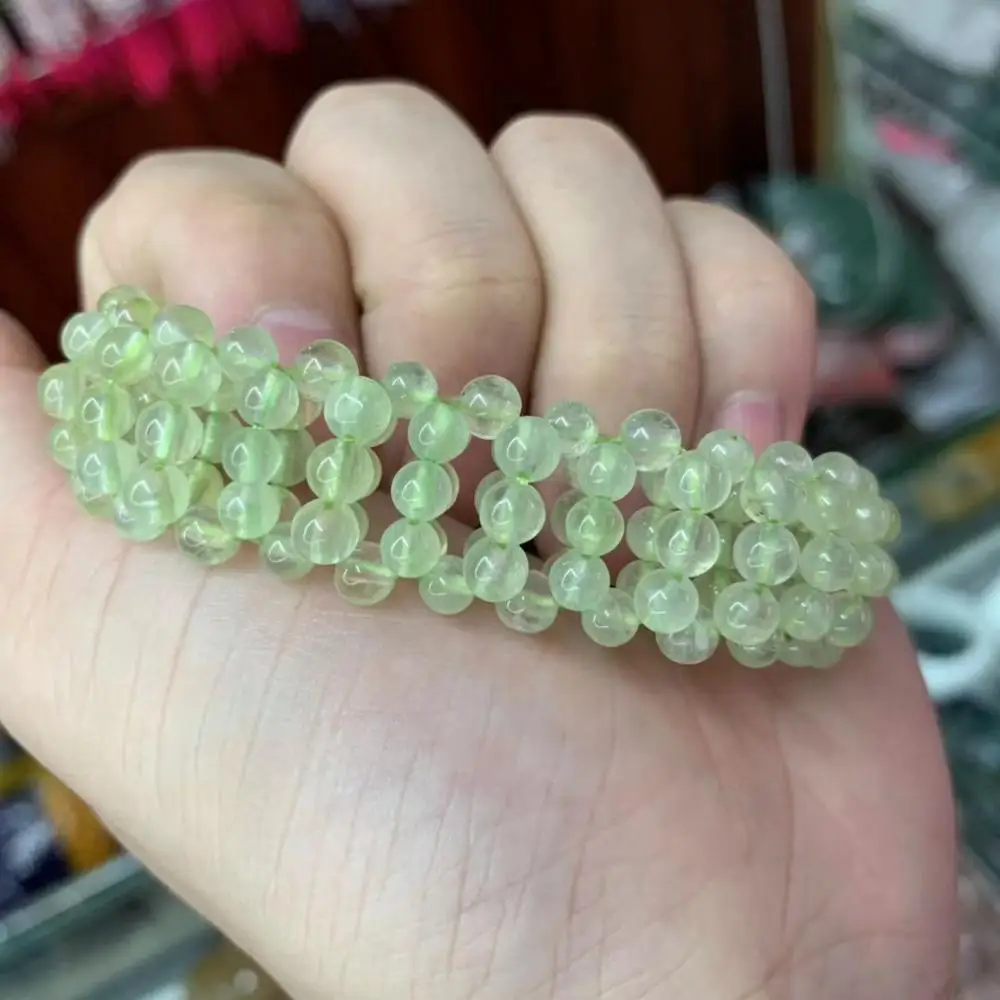 about 5mm beads Зеленый браслет с бусинами из камня prehnites, натуральный драгоценный камень, ювелирный браслет, DIY браслет для женщин - Окраска металла: about 5mm beads