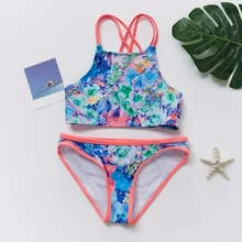 Г. Купальный костюм для девочек из двух предметов, детский купальный костюм, Летний стиль, купальный костюм для девочек, пляжная одежда, костюм из двух предметов UPF 50+ G50 9014