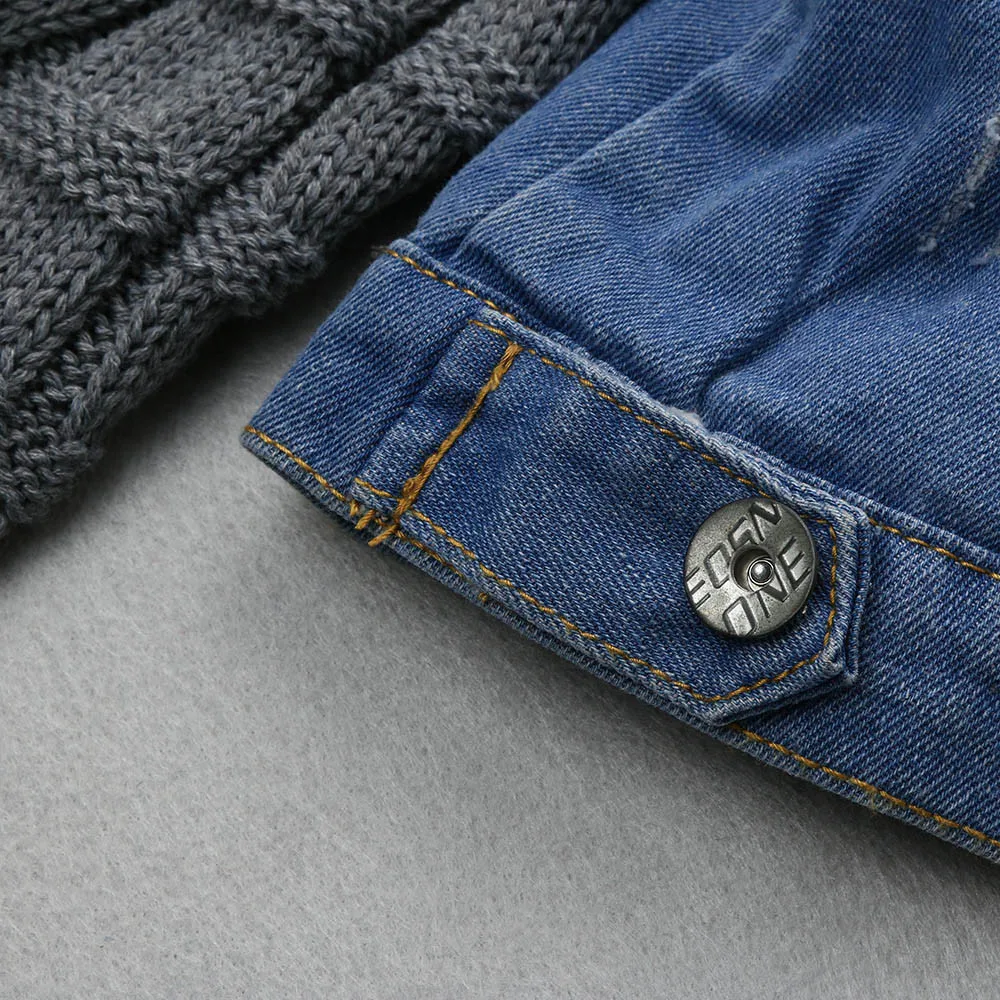 Женское зимнее джинсовое пальто, теплые джинсы, на пуговицах, с большим меховым воротником, с рукавами, ковбойская джинсовая куртка с карманами, пальто, верхняя одежда, куртки