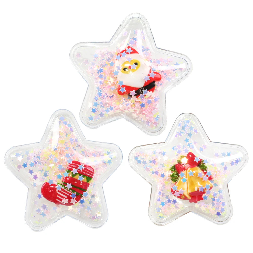 David accessories 5pcs/lot Christmas Transparent Sequins Accessories With 3D Resin DIY Bow Bag Material Random Delivery,5Yc8235