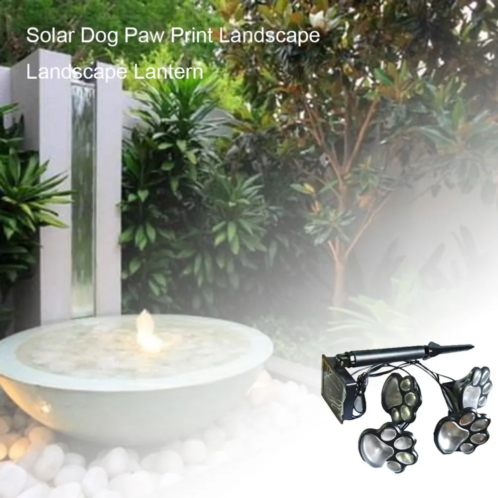 Домашний креативный светильник с 4 светодиодами на солнечных батареях, с принтом собачьей лапы, наземный светильник, садовый ландшафтный светильник, уличный светильник с принтом в виде лапы животных, без батареи