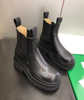

Women Autumn Winter Black Chelsea Boots For Women Breathable Genuine Leather Boot B Brand Designer Handmade Flat Platform Boots