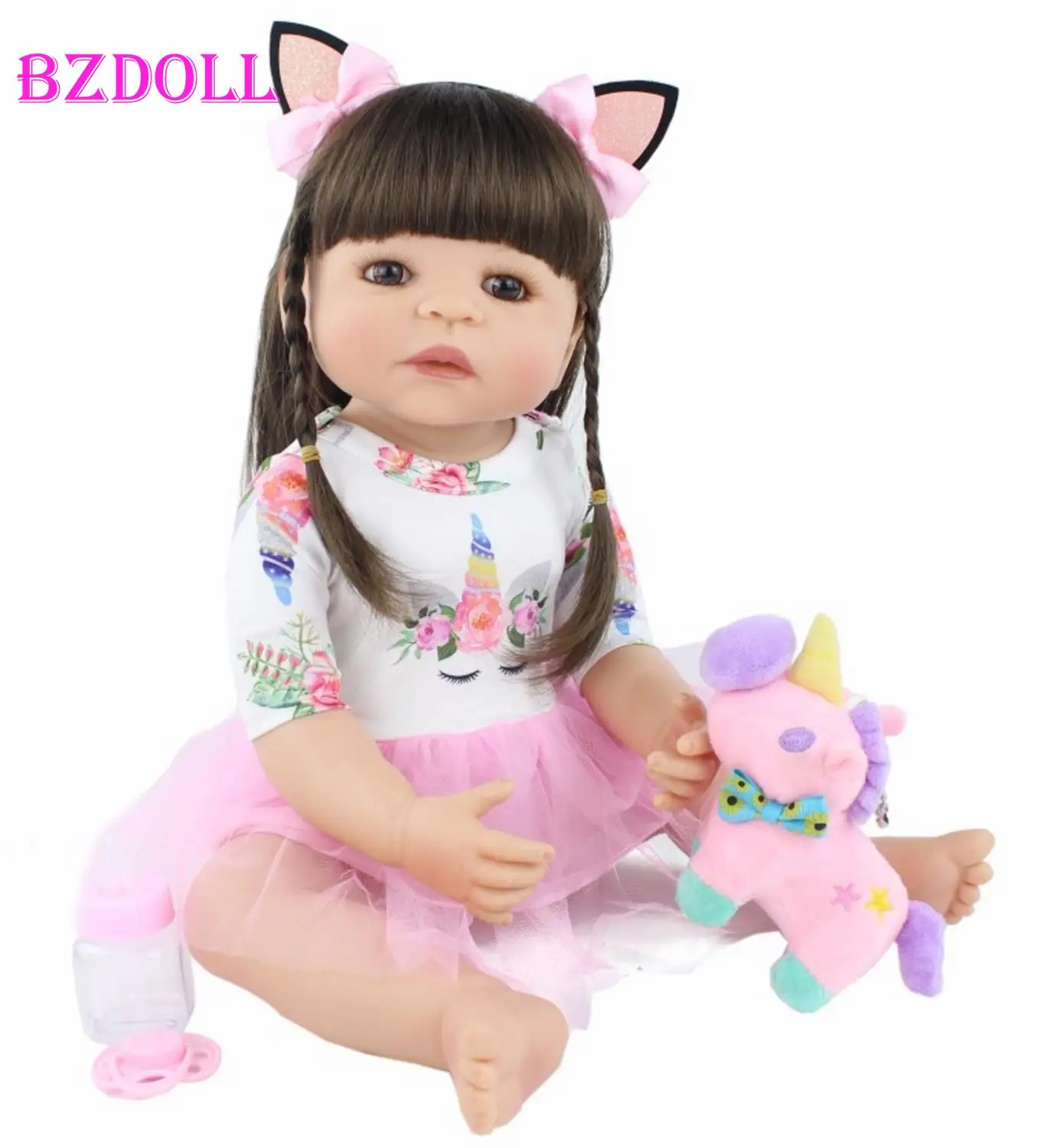 55 см полный Силиконовый Reborn Baby Doll игрушка для девочки новорожденная принцесса