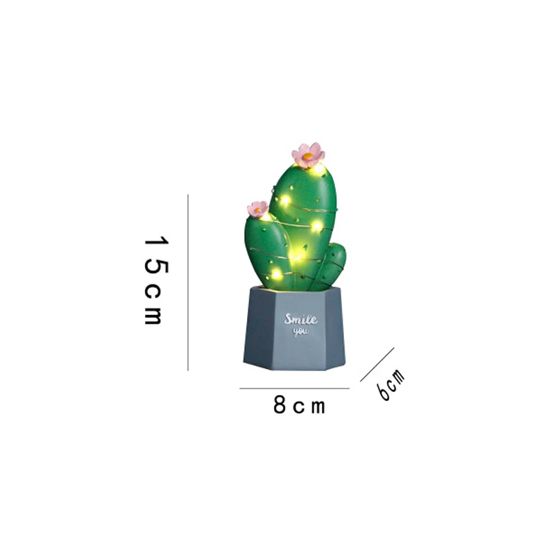Креативный милый ночной Светильник кактус из смолы, светодиодный настольная лампа, украшение для спальни, подарок для детей и взрослых