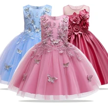 Детские платья для девочек, праздничное платье принцессы на день рождения, детская одежда, свадебное платье с цветами для девочек 4, 5, 6, 7, 8, 9, 10 лет