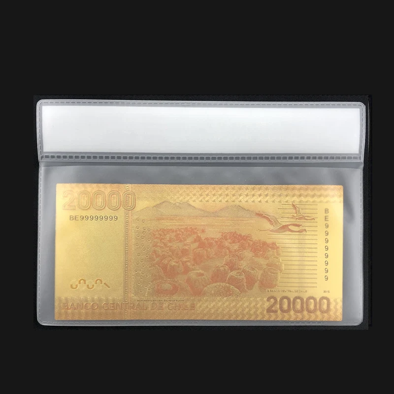 1 шт Цвет Чили банкноты 20000 песо золотые банкноты в КоА рамке поддельные бумажные деньги для сувениров подарки