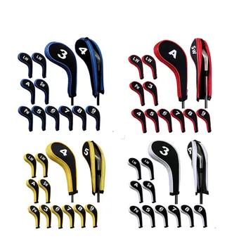 

12 Pcs Golf Club Head Iron Covers Zippered Neoprene Protective Portable Durable Tool THJ99