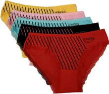 

New 5 Women Bikini Panties Brief Floral Lace Cotton Underwear Size M L XL(#F509)