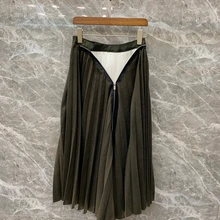 Ранняя осень новая Женская Асимметричная молния декоративная плиссированная юбка средней длины 830