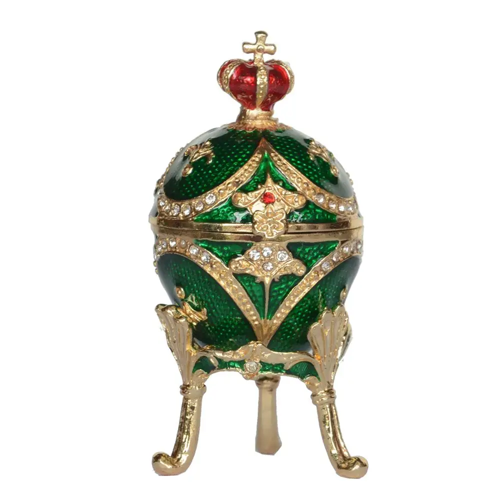 Easter Egg Bejeweled Trinket Box Metal Tabletop Crafts Birthday Gifts for Her Collectibles