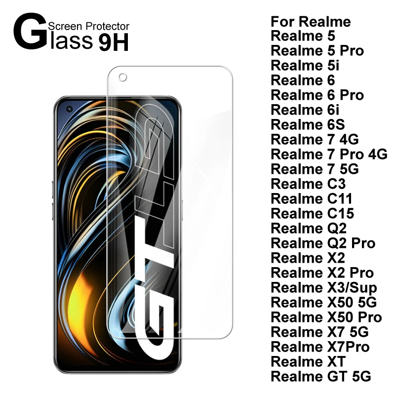 Для Realme GT 5G XT X7 X50 Pro X3 SuperZoom X2 Q2 C3 C15 C11 7 6s 6i 6 5i 5 Закаленное стекло Защитная пленка для