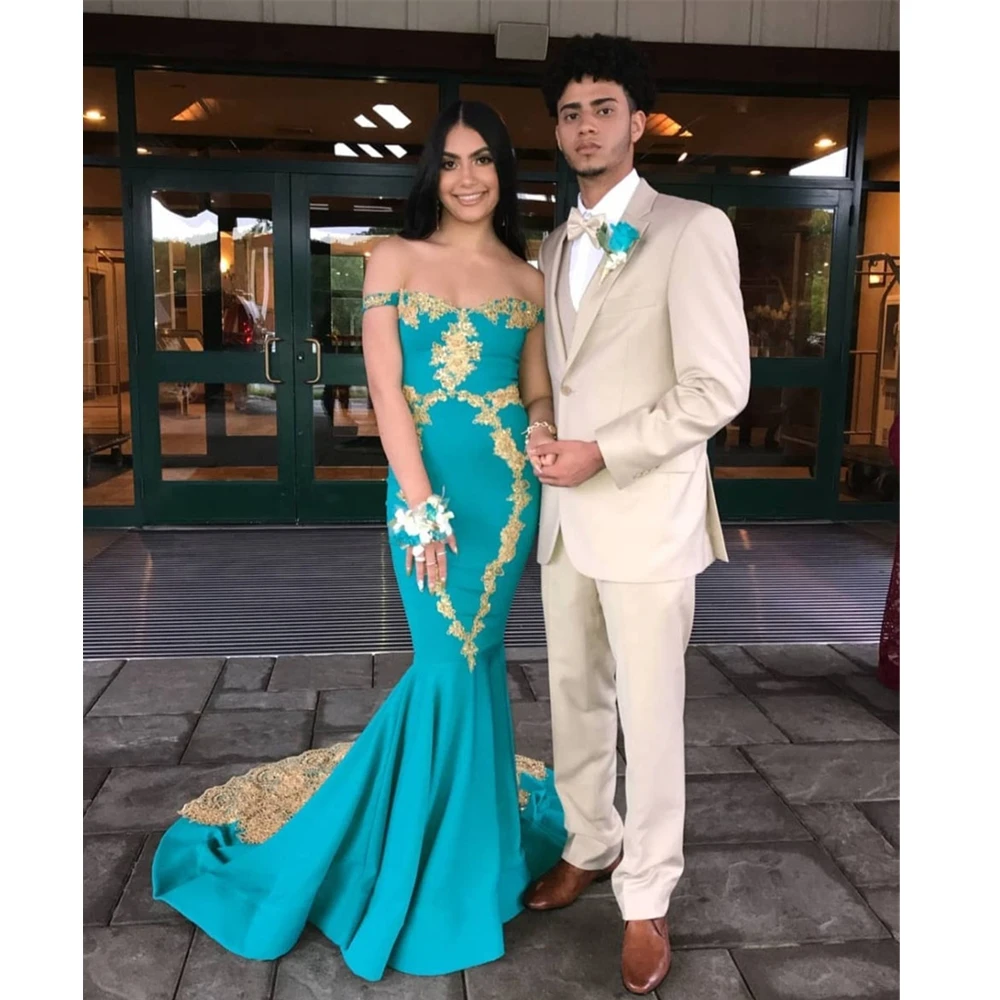 

Sweetheart Trumpet Mermaid Ball Gown Off-Shoulder Prom Party Gown Sleeveless Evening Dress Elastic Satin Formal Dresses Applique