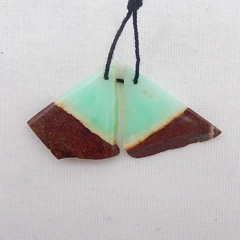 

Nugget Chrysoprase fashion women Earrings Pairs,Semiprecious jewelry Earrings 29x20x4mm，5.4g