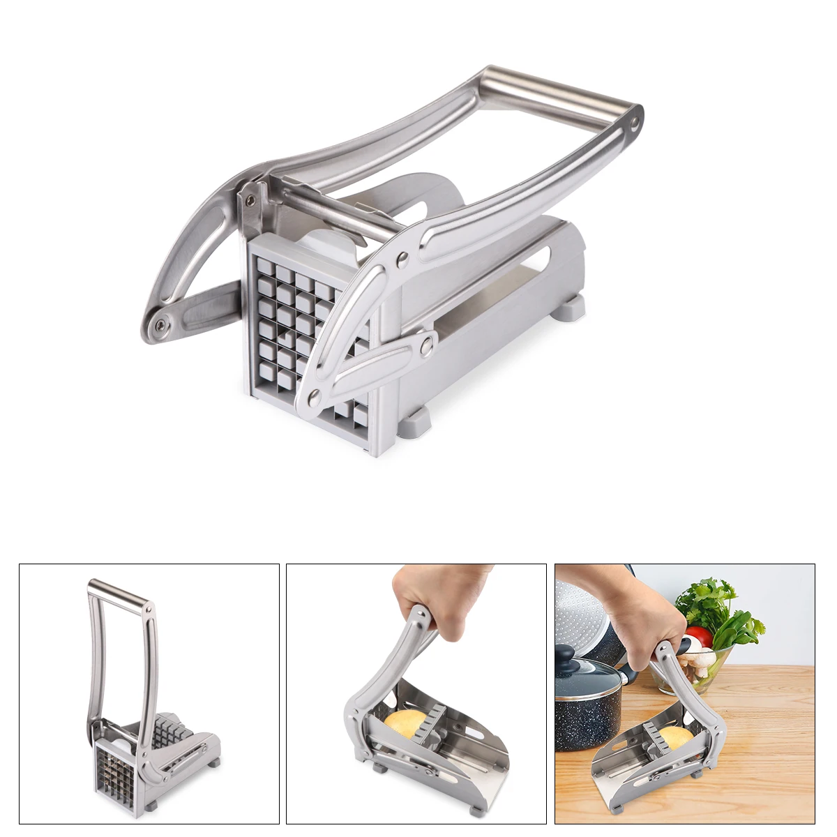 

Effective Potato Chips Making Machine Stainless Steel French Fry Potato Cutter Slicer Chipper Cucumber Slice Cut Kitchen Gadgets