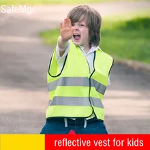 Рабочий жилет, высокая видимость, желтый, для детей, S/M/L, светоотражающий сигнальный защитный, на открытом воздухе, через дорогу