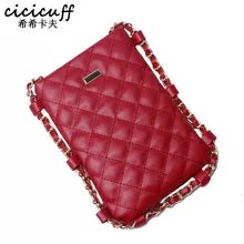 CICICUFF Женская модная сумка на плечо с цепочкой для сотового телефона из искусственной кожи с ромбовидной решеткой мини-сумки для телефона сумка через плечо