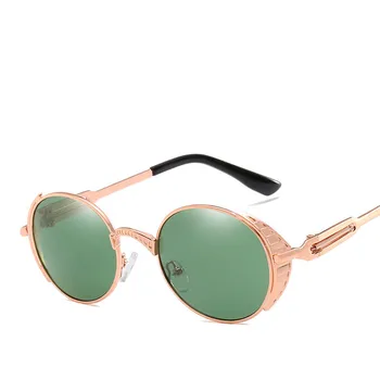 

New Punk Sunglasses Men Women Retro Round Steam Brand Designer Small Circle Sun Glasses Vintage Metal Frame Driving Eyewear