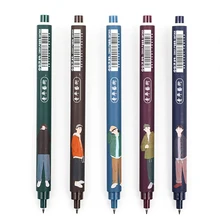 

5pcs\set New Style Youth Art Gel Pens Plastic Material Black Ink 0.5mm Signature Pen Students School Office Stationery Supplies