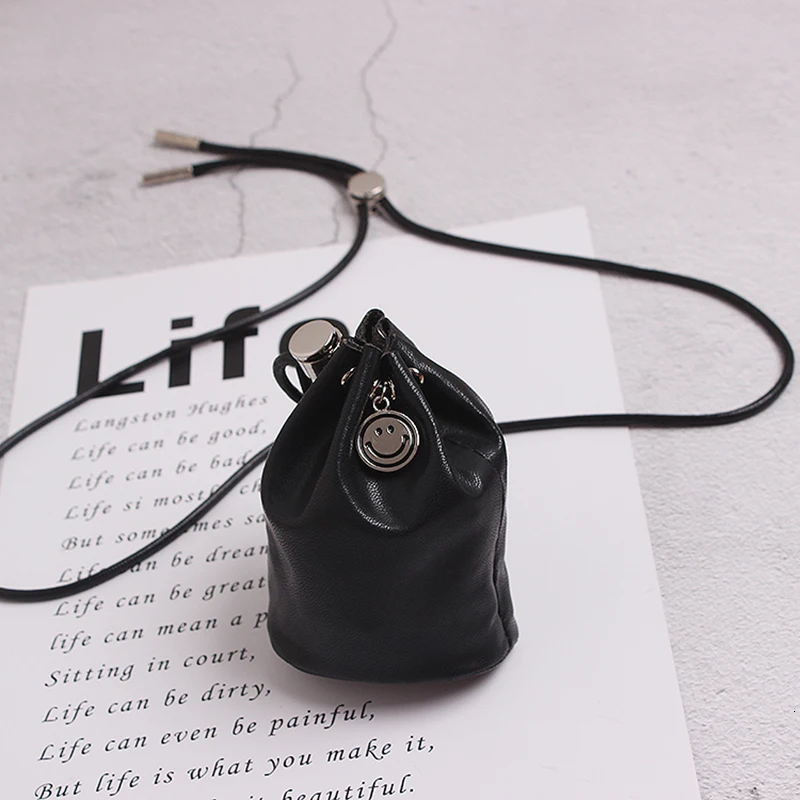 [EAM] Женская Черная мини-сумка, ожерелье из искусственной кожи, темперамент, мода, подходит ко всему, весна-осень 19A-a497
