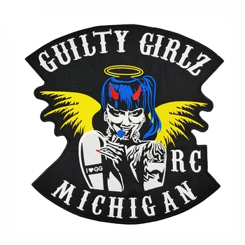 

Michigan Guilty Girlz Embroidery Iron on Patch Hot Cut Border for DIY Clothing Appliqued Motorcycle Biker Jackets Accessories