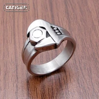 Punk 316L Stainless Steel Silver Color Biker Mechanic Wrench Screw Style Tools Ring Jewelry 1