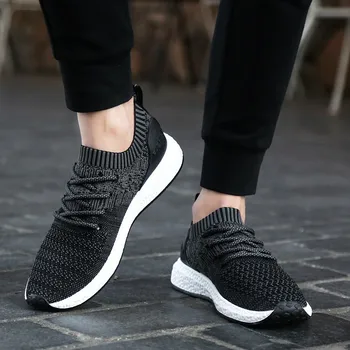 

New Flying Woven Running Shoes Large Size Sneakers Fashion Non-slip Wearable Comfortable Sports Shoes Men J6-32