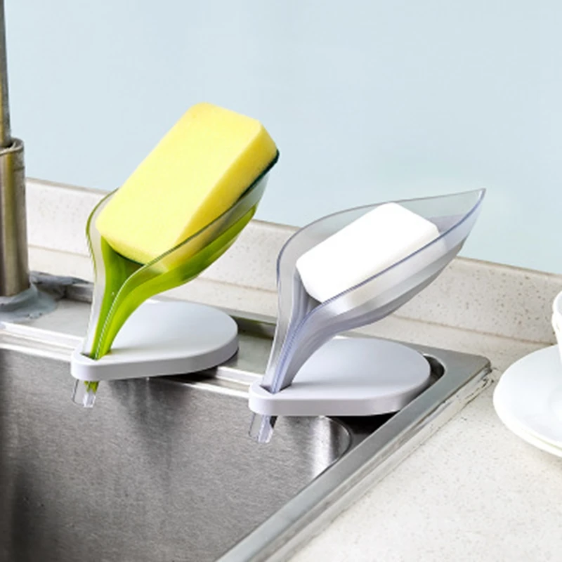 

14x18cm Sucker Soap Dish Drain Rack Bathroom Accessories Leaf-Type Vertical Bathroom Sucker Soap Holder