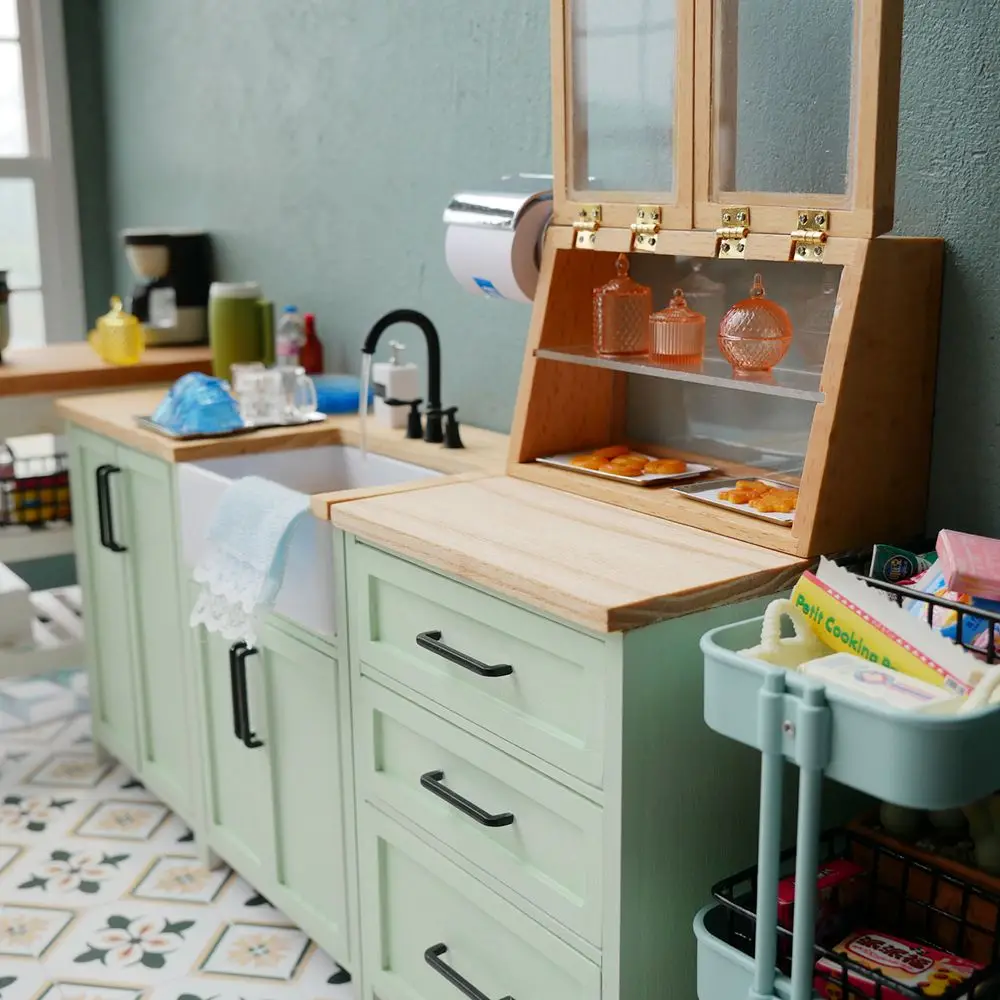 NEW 1/6 Scale Miniature Kitchen Sink Lavatory Wash Basin Faucet for Blyth Barbies Dollhouse Furniture Toys Accessories 3