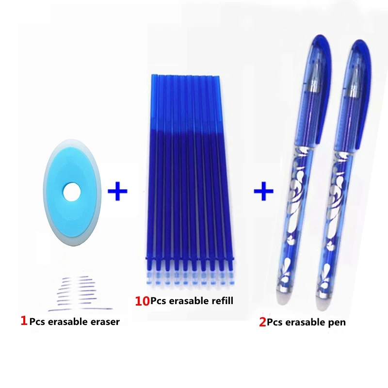 Erasable Pen Set 0.5mm Blue Black Color Ink Writing Gel Pens Washable handle for School Office Stationery Supplies