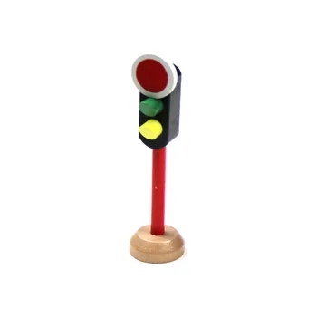 

Toy Accessories For Wood Rail Transit Wooden Train Road Signs And Signboards Traffic Light Props For Early Education