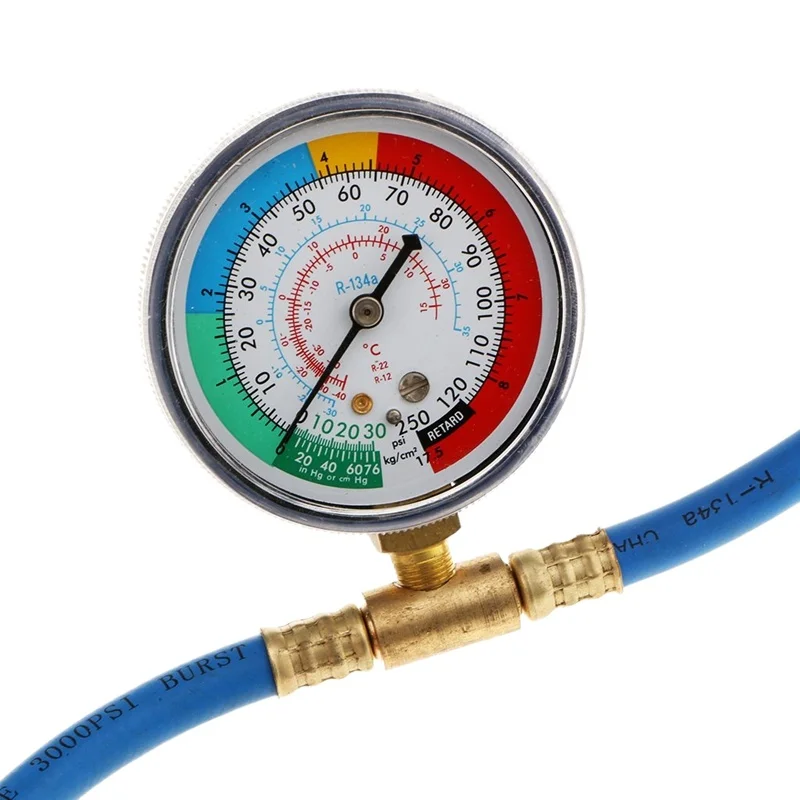 A/C R134A Refrigerant Recharge Hose Low Pressure Gauge Easy Opener Car