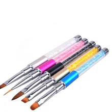 Дизайн ногтей, ручка с кисточкой стразы Алмазный Металл акриловая ручка Резьба порошок Гель жидкий салон лайнер кисти для ногтей с крышкой