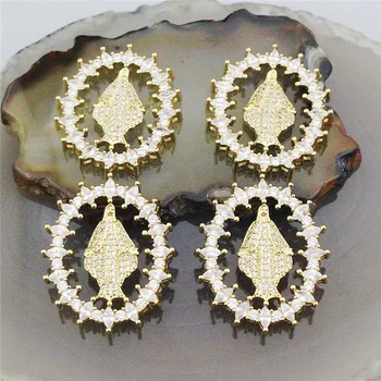 

29*22mm 10pcs/lot Delicate cubic zirconia micro pave charm ,religion cz inlay plating pendant,necklace jewelry component