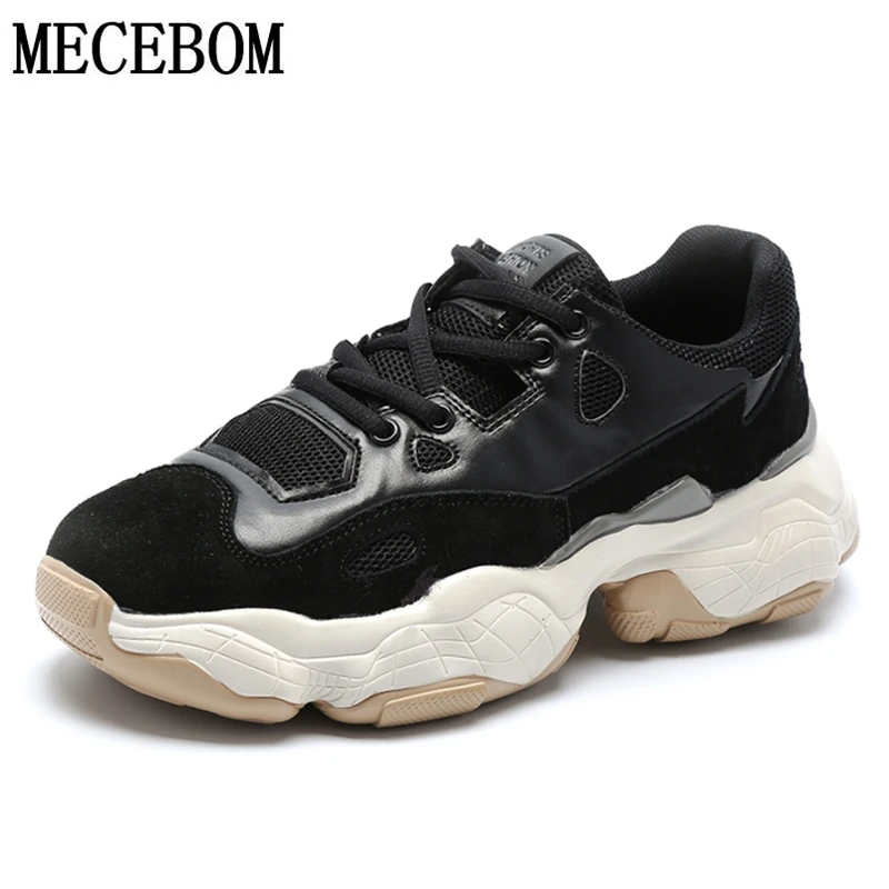 Трендовая Мужская обувь для папы на толстой подошве дышащие черные кроссовки
