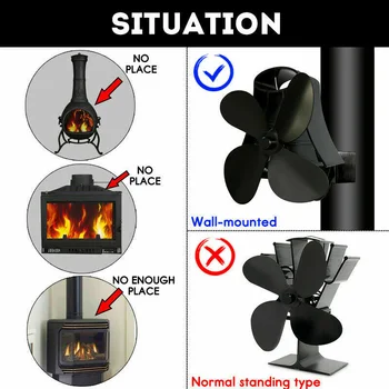 

Black Stove Fan Fireplace Heater Wall mounted Replacement Heating Accessory