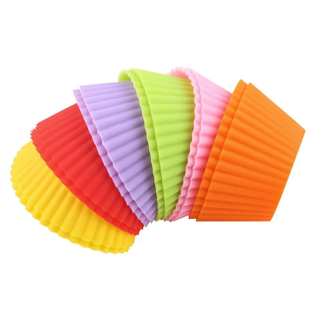 

New 12 pcs Silicone Cake Cupcake Cup Cake Tool Bakeware Baking Silicone Mold Cupcake and Muffin Cupcake for DIY by Random Color