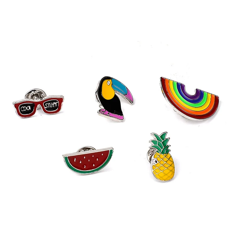 

Travel Creative Quartet Accessories Double C Rainbow Alloy Oil Drop Brooch Sunglasses Corsage Fruit Series Brooch-