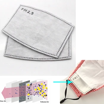 

50/100PCS PM2.5 Mask Filter Paper 5Ply Haze Dust Proof Mouth Face Mask Carbon Cotton Disposable Filter For Adult Kids Child