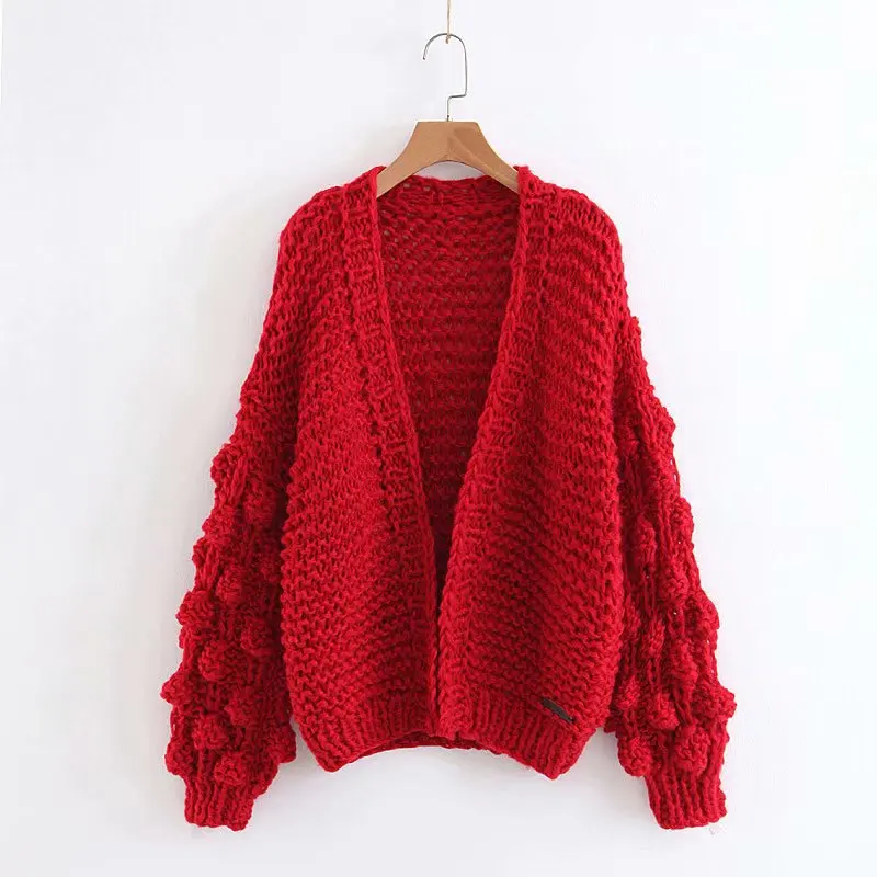 Best Price Linj8750 2018 Autumn New Products WOMEN'S Coat Solid Color Lite Ball Loose-Fit Knitted Sweater Cardigan