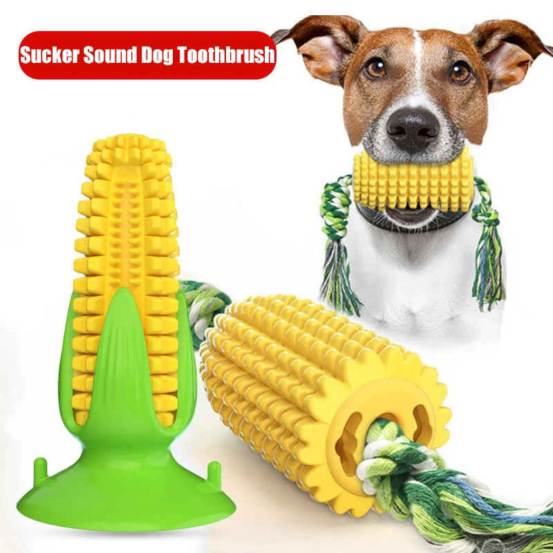

Puppy Corn Puzzle Rubber Pet Supplies Dog Chew Toys Food Bite Resistant Teeth Cleaning Teething Stick Tooth Brush