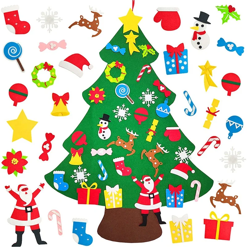 Felt Christmas Tree For Kids Toddlers Children DIY Xmas Wall Hanging Home Door Decorations | Дом и сад