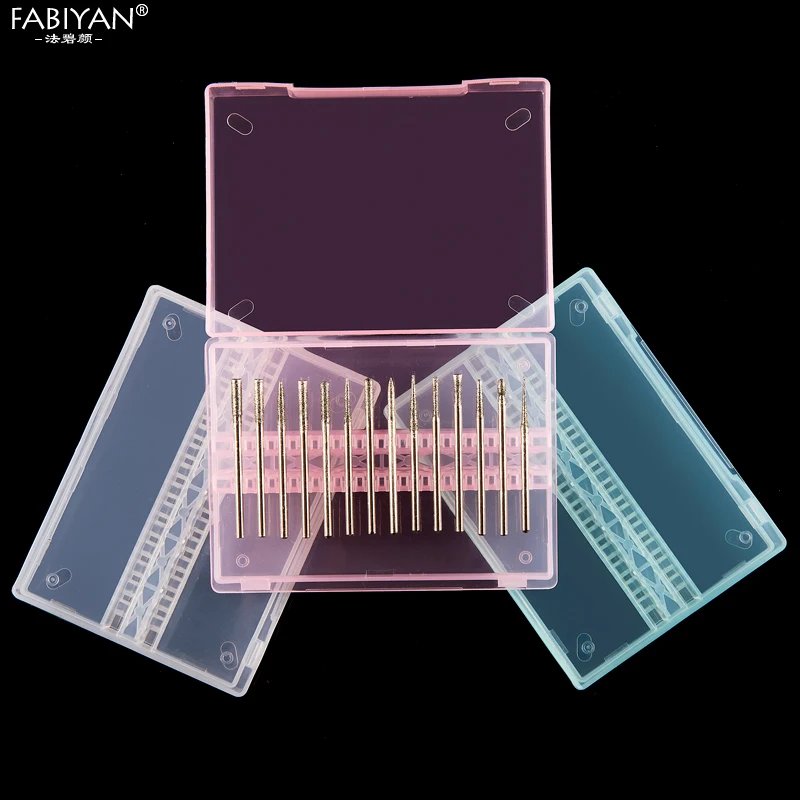 

Nail Art Drill Bits Empty Storage Box 14 Grid Acrylic Holder Container Stand Display Grinding Organizer Case Manicure Tools