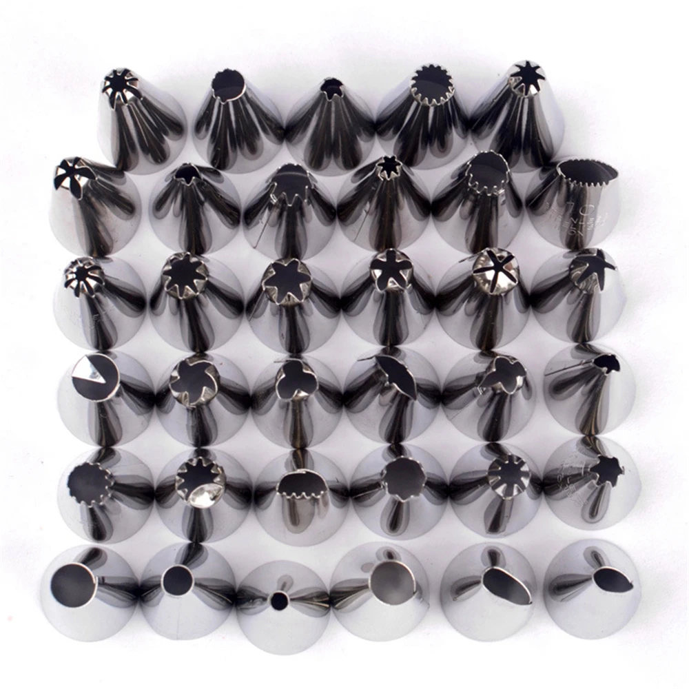 48Pcs Cake Decorating Gadget Set Stainless Steel Icing Piping Nozzles Petal Tip Shaped Bakery Pastry Cake Decor Baking Tools 48Pcs Cake Decorating Gadget Set Stainless Steel Icing Piping Nozzles Petal Tip Shaped Bakery Pastry Cake Decor Baking Tools