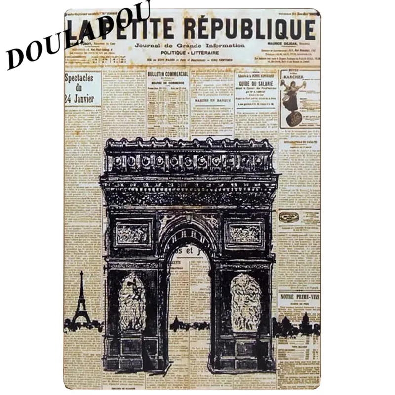 [Douladou] Big Ben Arc de Triomphe строительные работы жестяная вывеска магазин Паб Клуб Бар Отель украшения стены Винтаж Бар Decor20x30CM - Цвет: 4