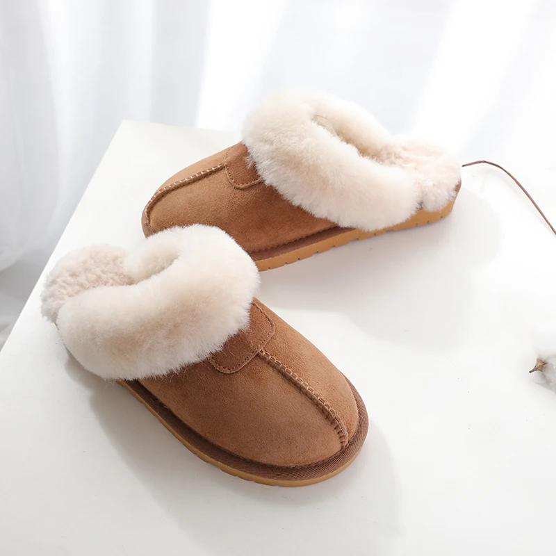 KZZO Natural Sheepskin Fur Slippers Fashion Female Winter Women Warm Indoor Slippers Top Quality Soft Wool Lady Home Shoes 3