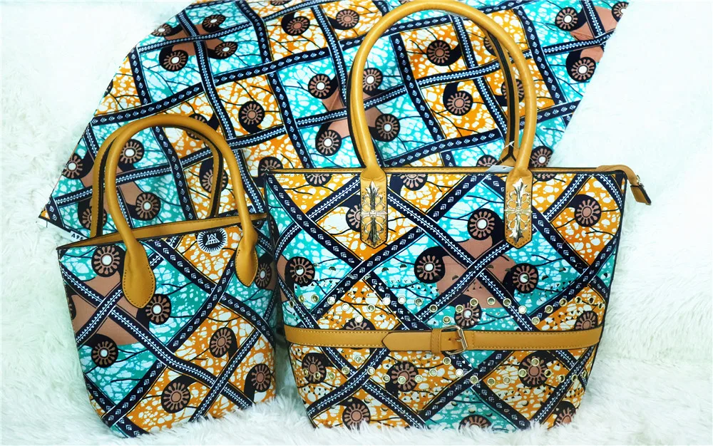 Последние хорошее качество Африканский Воск сумки набор с 6 ярдов Анкара восковая печать ткань из Анкары и Нигерии хлопок ткань для платья G912-8 - Цвет: 5