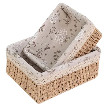 

Storage Baskets Wicker Storage Basket with Cloth Lining Season Greetings Gift Hamper Book Jewery Home Organization and Storage