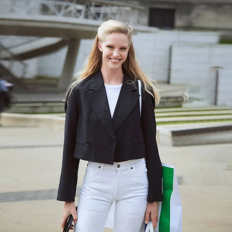 Black Women Blazer Formal Blazers Lady Office Work Suit Pockets Jackets Coat Slim Black Women Blazer Femme Jackets