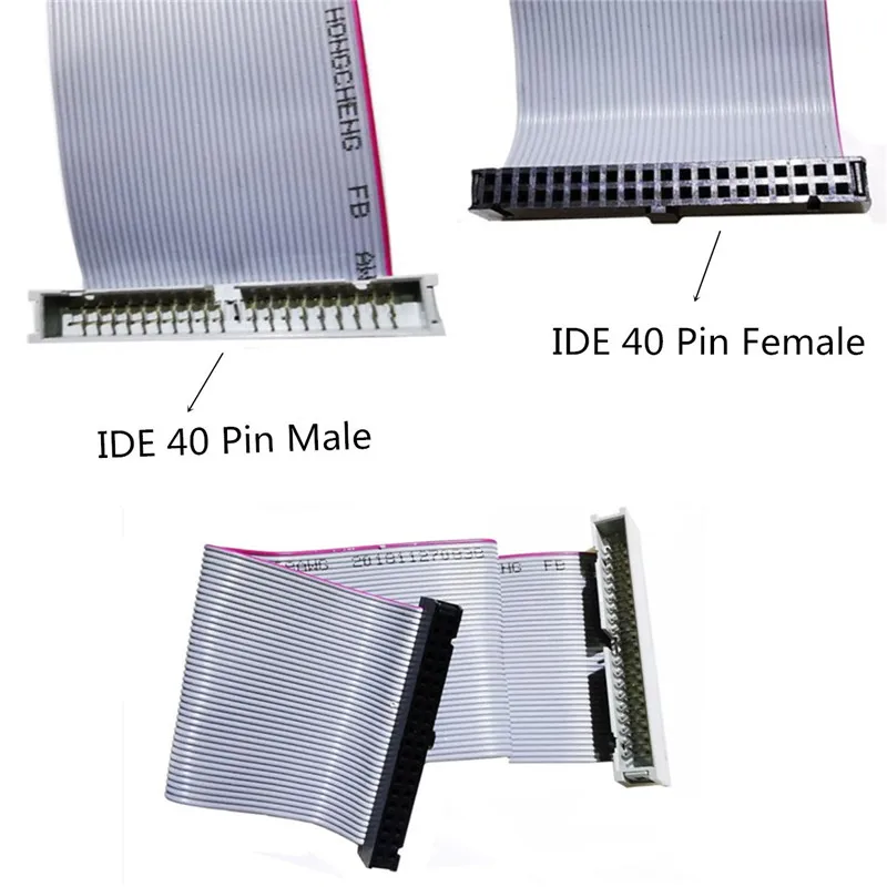 IDE 40PinsMale to female pata hard drive hdd extensions flat ribbons cable 5i LS 
